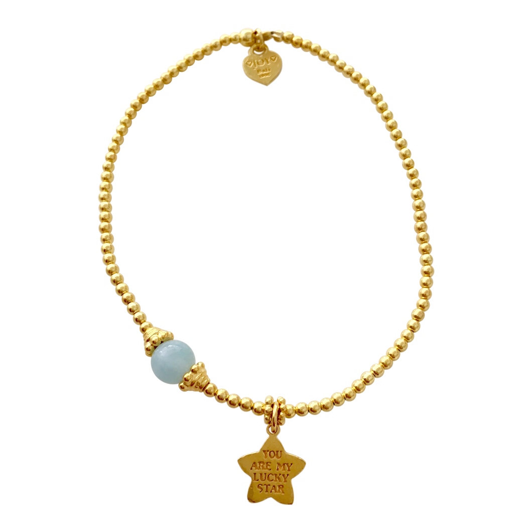 Bracelet Marlin Lucky Star Aquamarine Gold - Joy Jewellery Bali