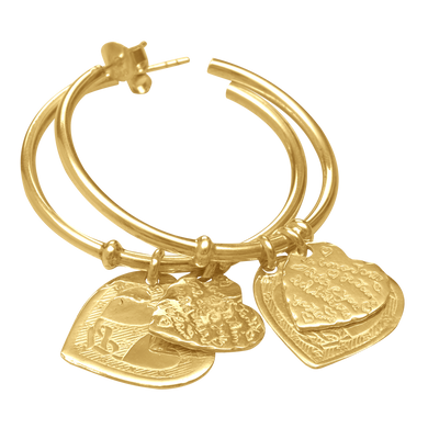 Earring Romana Hearts Gold - Joy Jewellery Bali